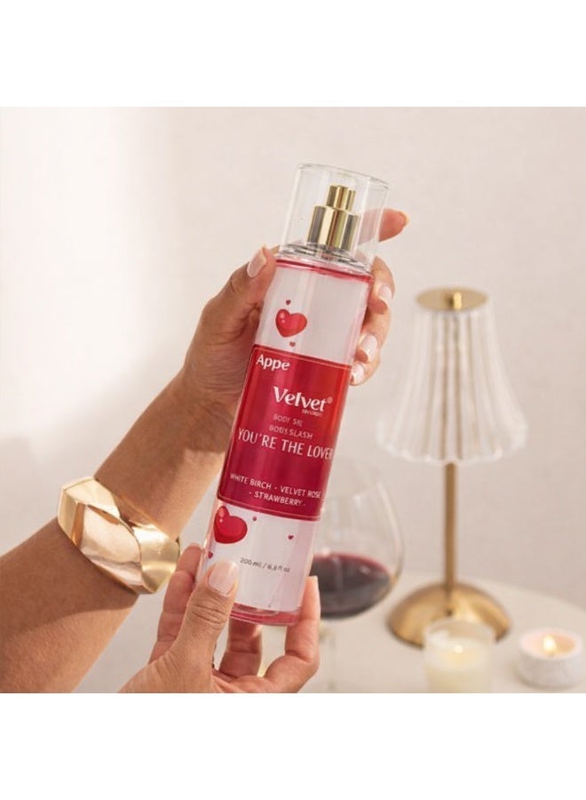 Velvet You're The Love Body Splash for Women 250ml - Long Lasting Fine Fragrance Mist - Romantic Scent with White Birch, Velvet Rose & Strawberry - Image 2